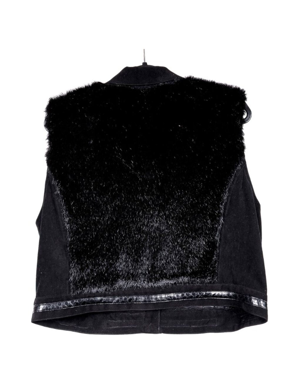 Nancy Bolen Faux Fur Vest XL VTG Black Buttons 90s Y2K Streetwear Collared USA - Picture 6 of 7